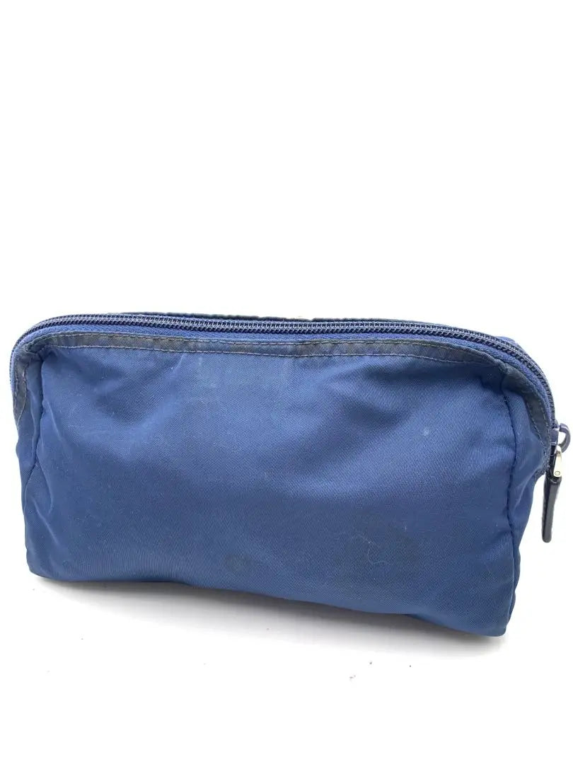 Prada Brand Blue Pouch Vanity Accessories Nylon Men's Women's