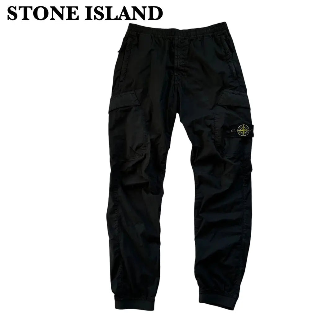 [Extremely beautiful condition] STONE ISLAND cargo pants W32 black ribbed hem 19ss