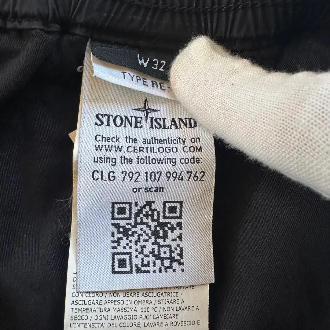 [Extremely beautiful condition] STONE ISLAND cargo pants W32 black ribbed hem 19ss