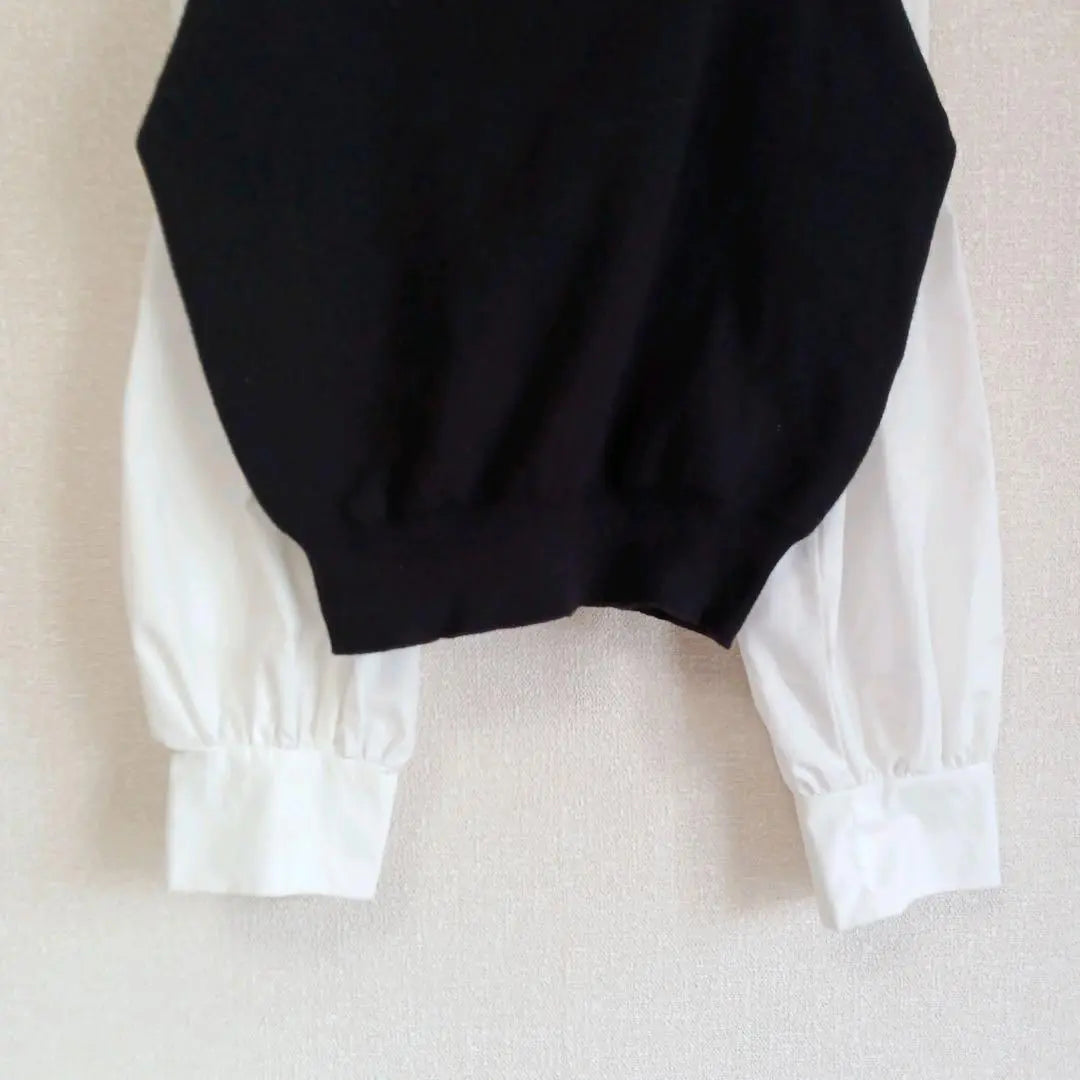 Freeze Mart Long Sleeve Shirt Blouse Black White Loose Boat Neck