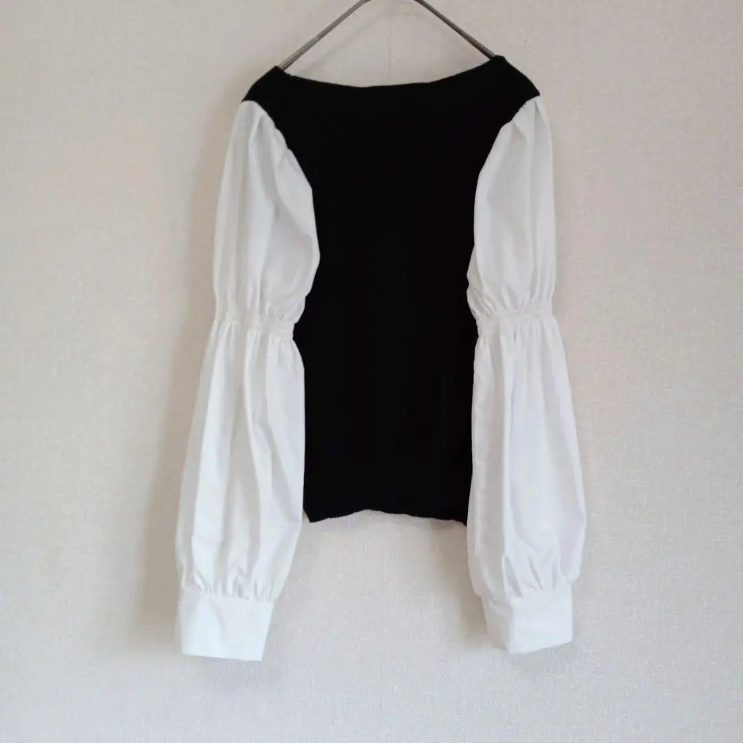 Freeze Mart Long Sleeve Shirt Blouse Black White Loose Boat Neck