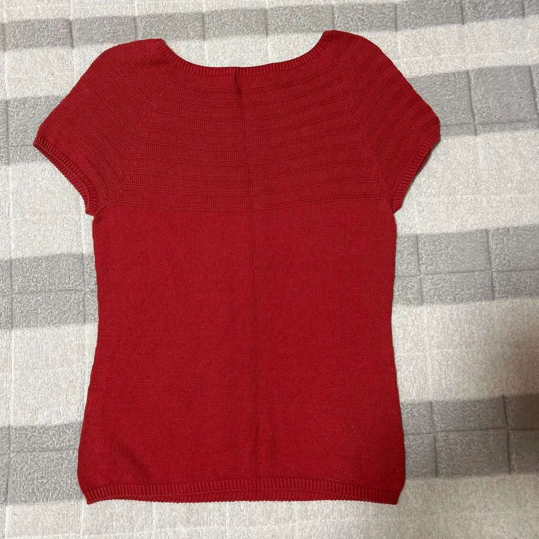 Untitled Red Short Sleeve Knit L Size | アンタイトル 赤 半袖 ニット Lサイズ