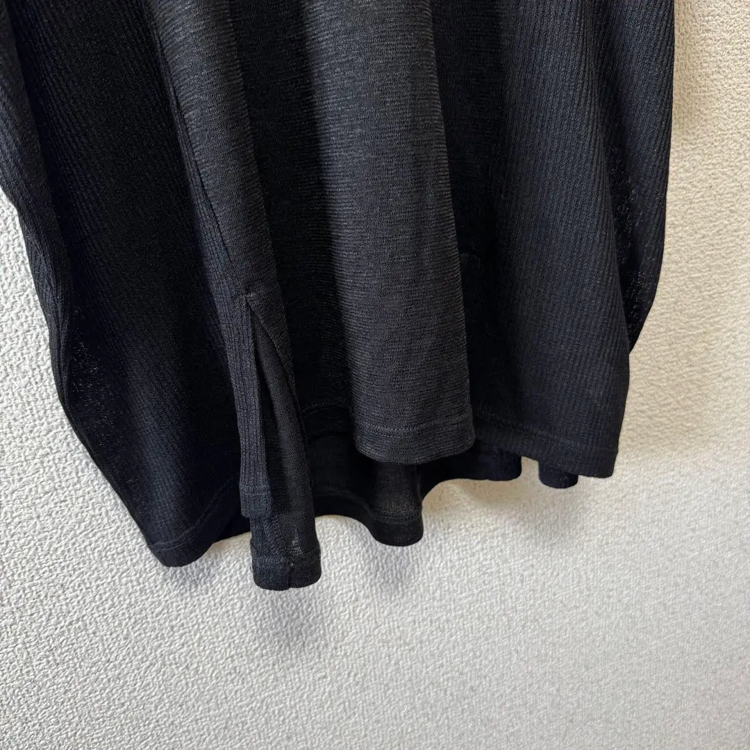 [la.f...] Dolman sleeve top, short sleeve, black, casual, U-neck, S