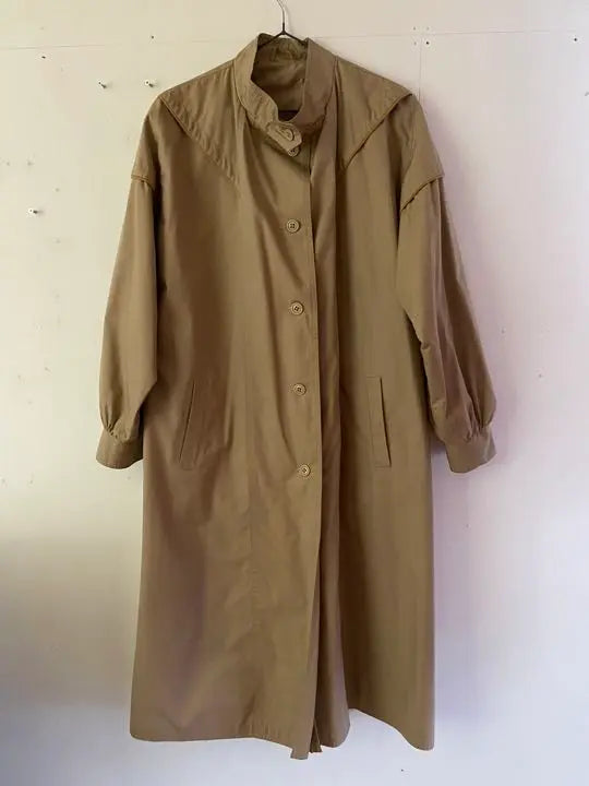 Gabardina vintage, gabardina, abrigo de primavera beige | ビンテージ トレンチコート ステンカラーコート ベージュ スプリングコート