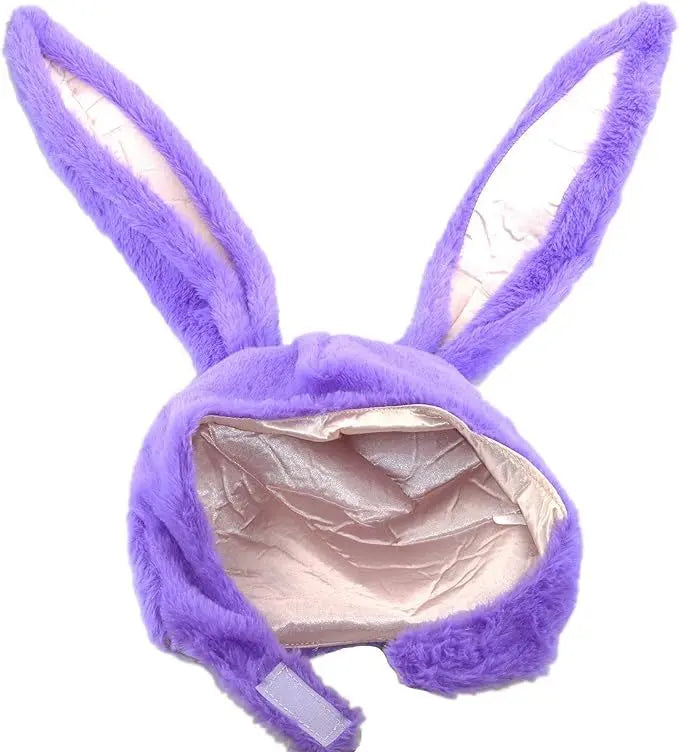 Gorro de fiesta con orejas de conejo para mujer, para cosplay de Halloween (morado)