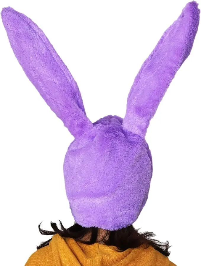 Gorro de fiesta con orejas de conejo para mujer, para cosplay de Halloween (morado)