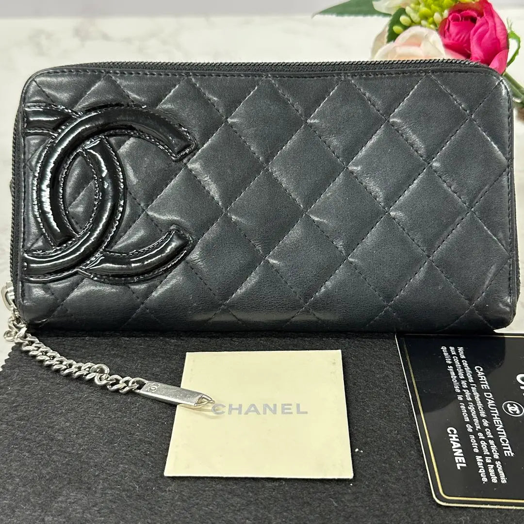 Artículos como nuevos ️Chanel Cartera CHANEL Cambon Line Cierre redondo | 新品同様‼️ シャネル CHANEL 長財布 カンボンライン ラウンドファスナー