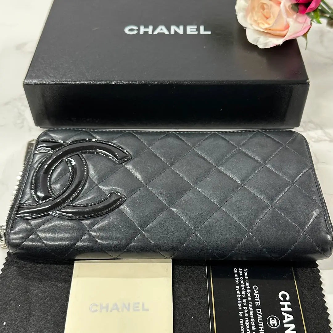 Artículos como nuevos ️Chanel Cartera CHANEL Cambon Line Cierre redondo | 新品同様‼️ シャネル CHANEL 長財布 カンボンライン ラウンドファスナー