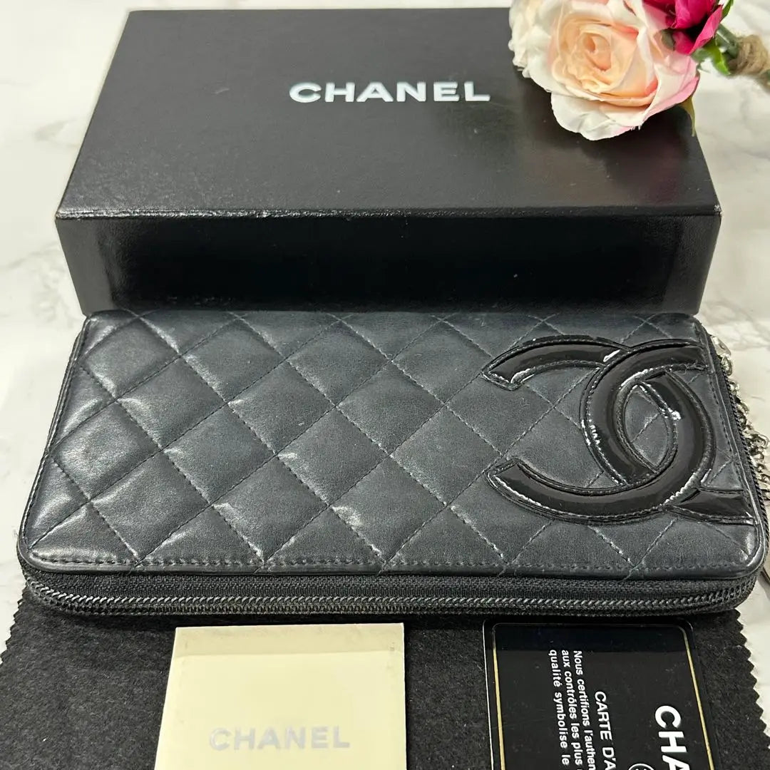 Artículos como nuevos ️Chanel Cartera CHANEL Cambon Line Cierre redondo | 新品同様‼️ シャネル CHANEL 長財布 カンボンライン ラウンドファスナー