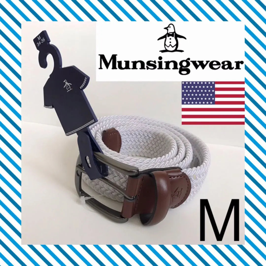 Rare [New] Munsingwear USA Men's Mesh Belt White M Golf