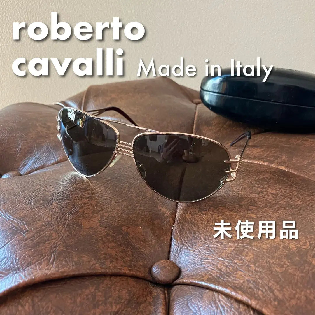 [Unused] Roberto Cavalli Teardrop Sunglasses, Gold/Black