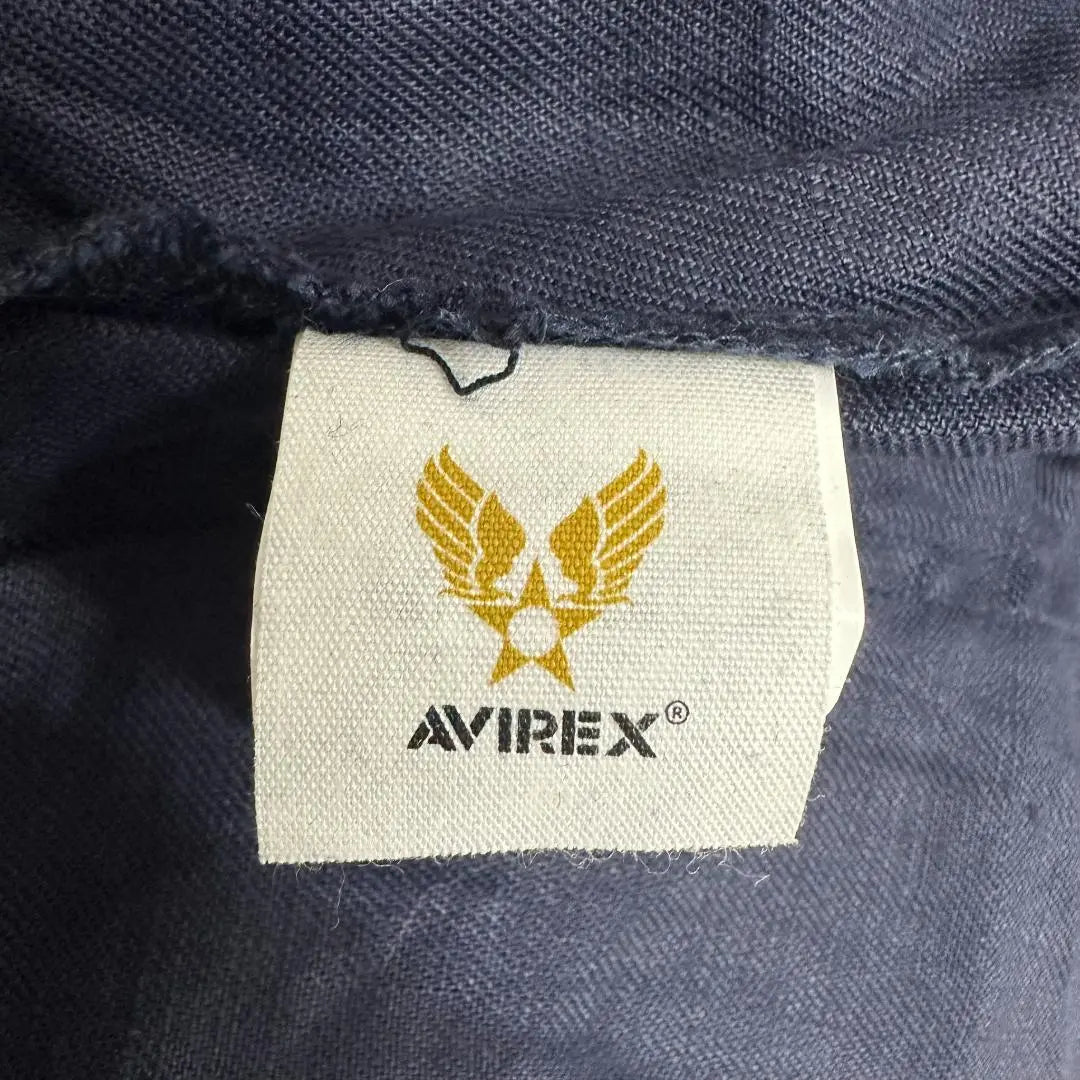 [New tag included] Avirex knee-length skirt with cut-off hem, 100% linen, Navy