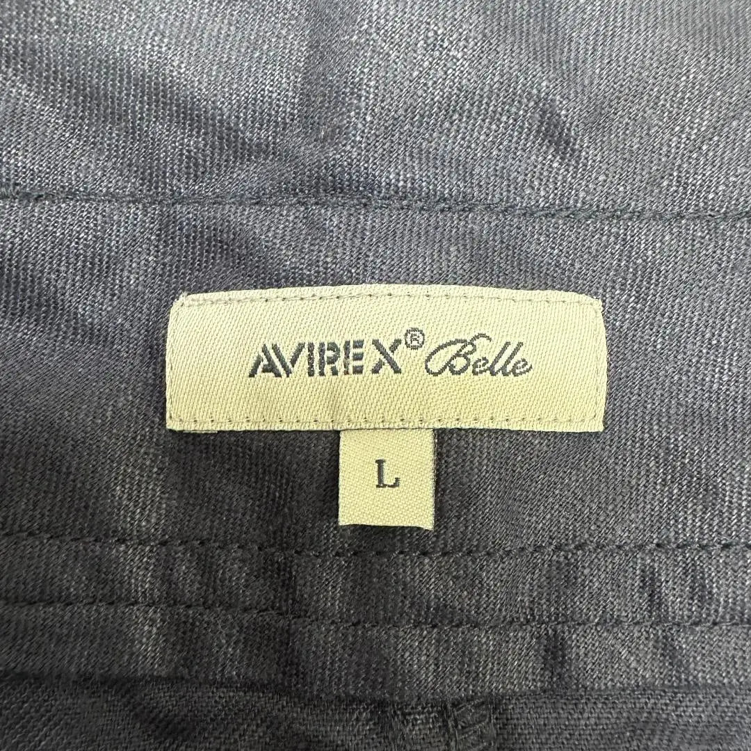 [New tag included] Avirex knee-length skirt with cut-off hem, 100% linen, Navy