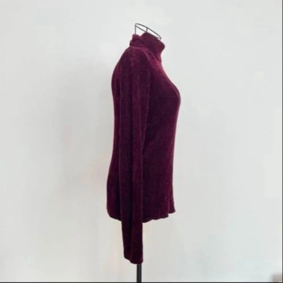 ⚫︎BASICS velour touch turtleneck knit sweater (M) Bordeaux style