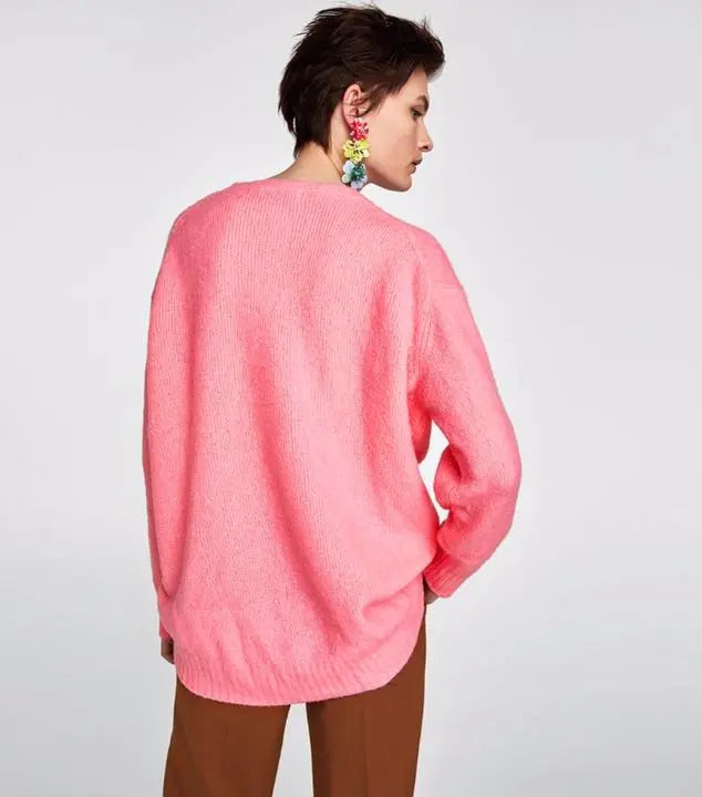 New ☆ ZARA round neck knit sweater Pink | 新品☆ZARA ラウンドネック ニットセーター ピンク