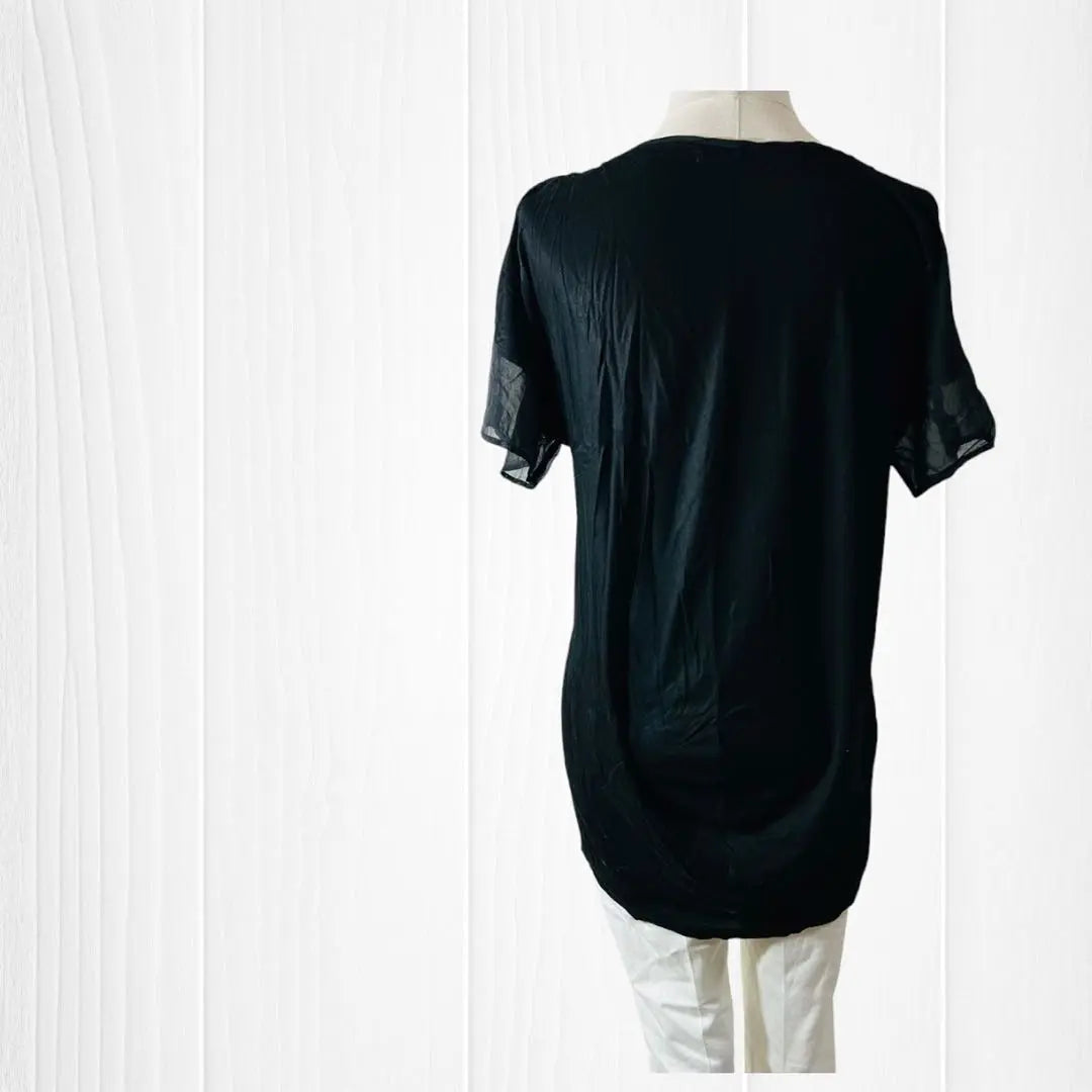 [Good condition] Despres short-sleeved top, see-through sleeves, stretch, silk blend, made in Japan