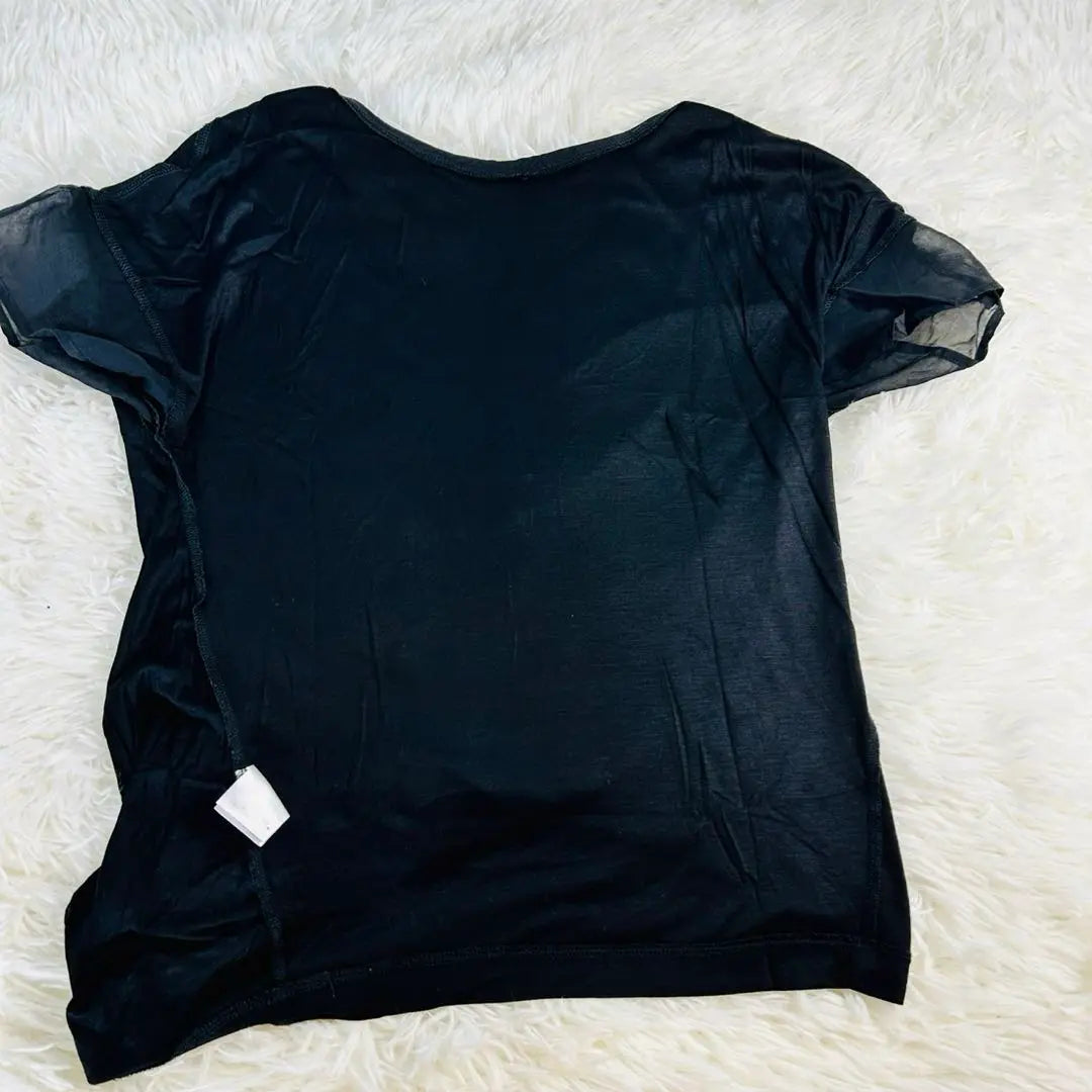 [Good condition] Despres short-sleeved top, see-through sleeves, stretch, silk blend, made in Japan