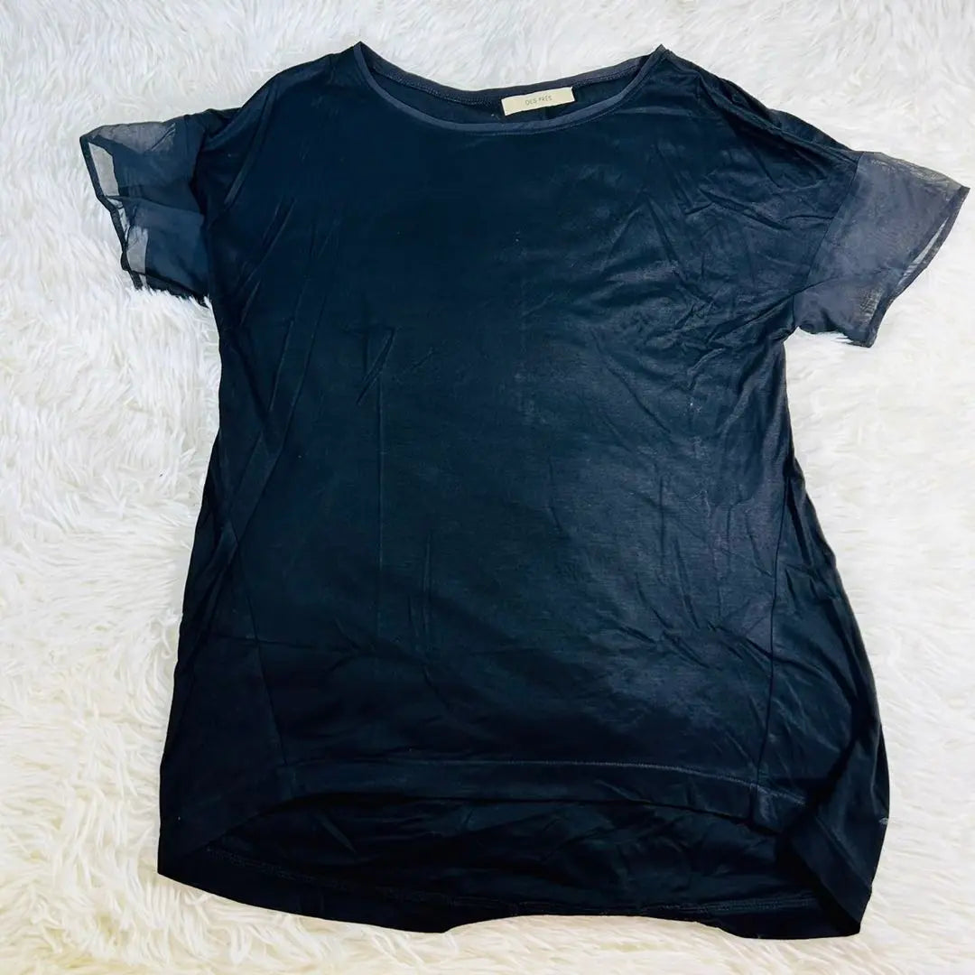 [Good condition] Despres short-sleeved top, see-through sleeves, stretch, silk blend, made in Japan