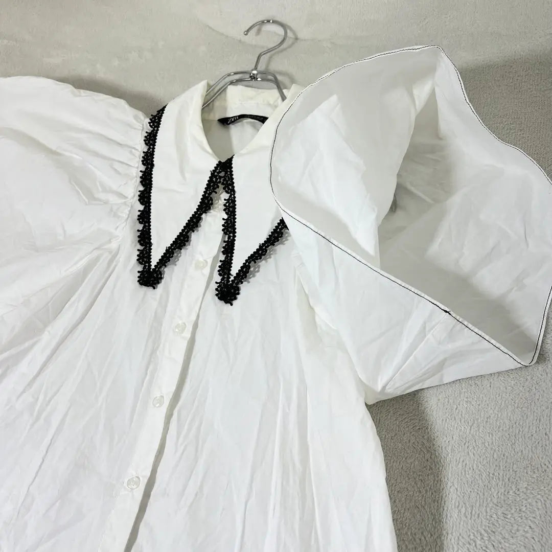 Vestido camisero Zara (equivalente a M) Manga mariposa Color blanco grande