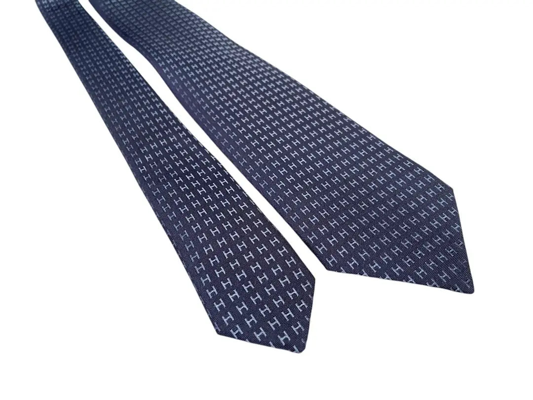 [New tag included] HERMES tie H pattern blue navy fasone