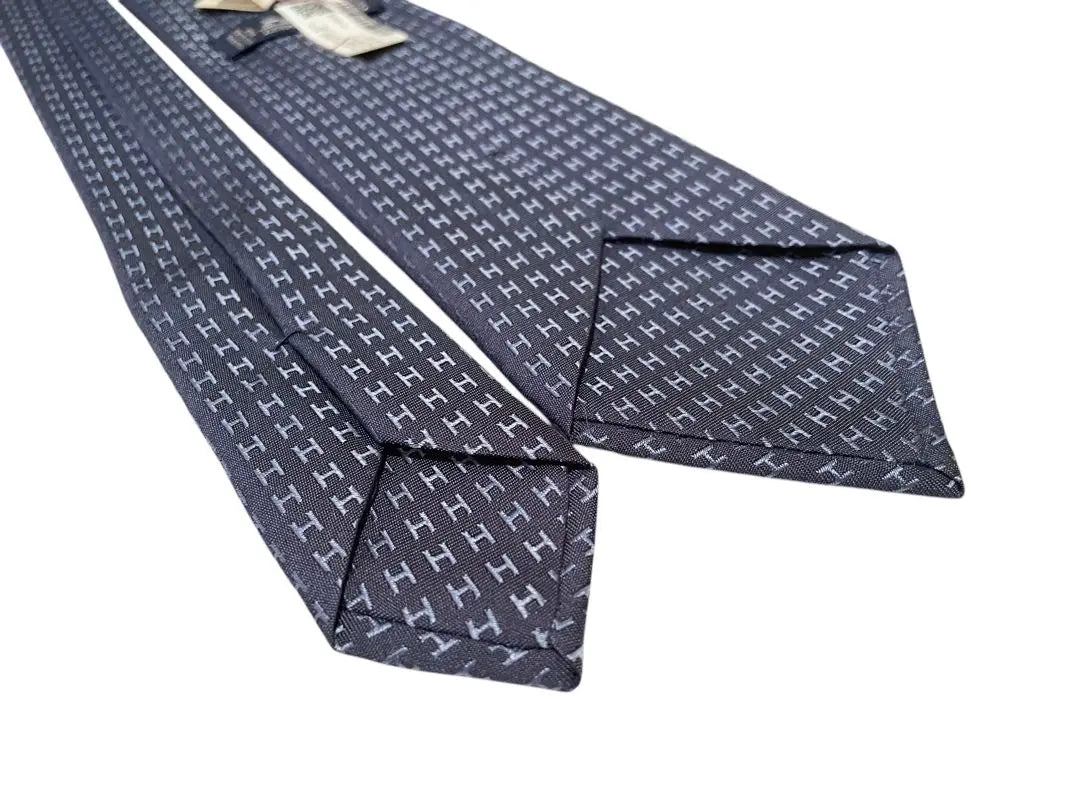 [New tag included] HERMES tie H pattern blue navy fasone