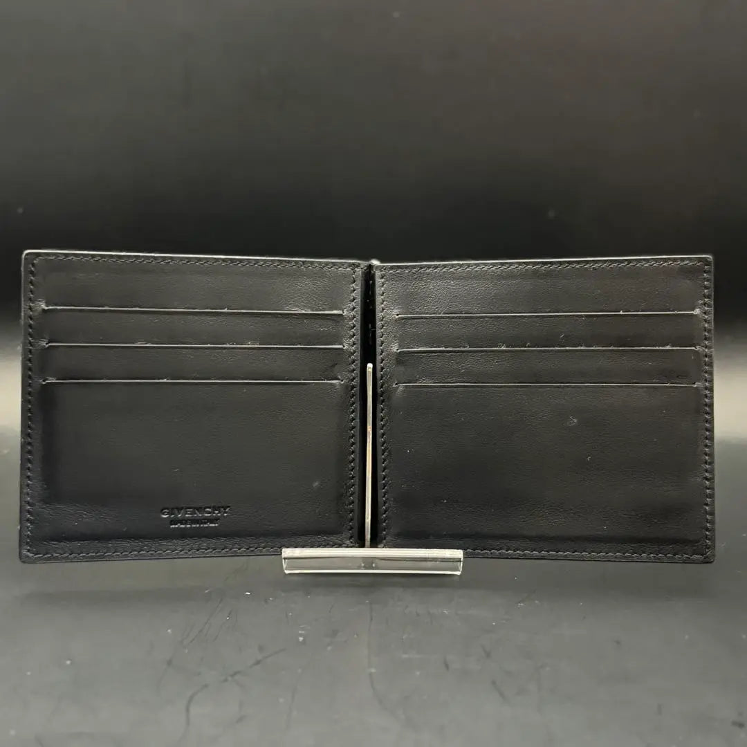 [Extremadamente hermoso] Cartera GIVENCY con clip para billetes, mini cartera plegable negra | 【極美品】GIVENCY 財布 マネークリップ ブラック 二つ折り ミニ財布