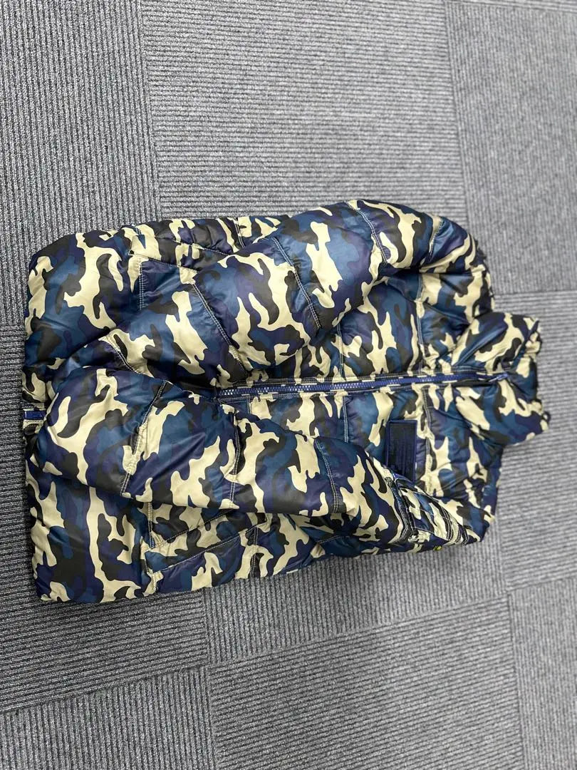 ALPHA Alpha Camouflage Pattern Blue x Beige Down Jacket S Size | ALPHA アルファ　カモフラ柄 ブルー×ベージュ　ダウンジャケット　Sサイズ