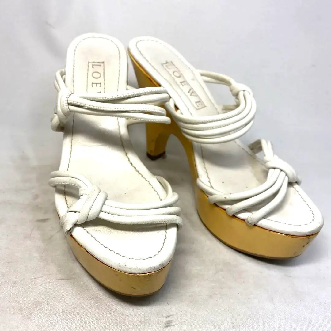 LOEWE Size notation "37" 23.5cm White leather sandals