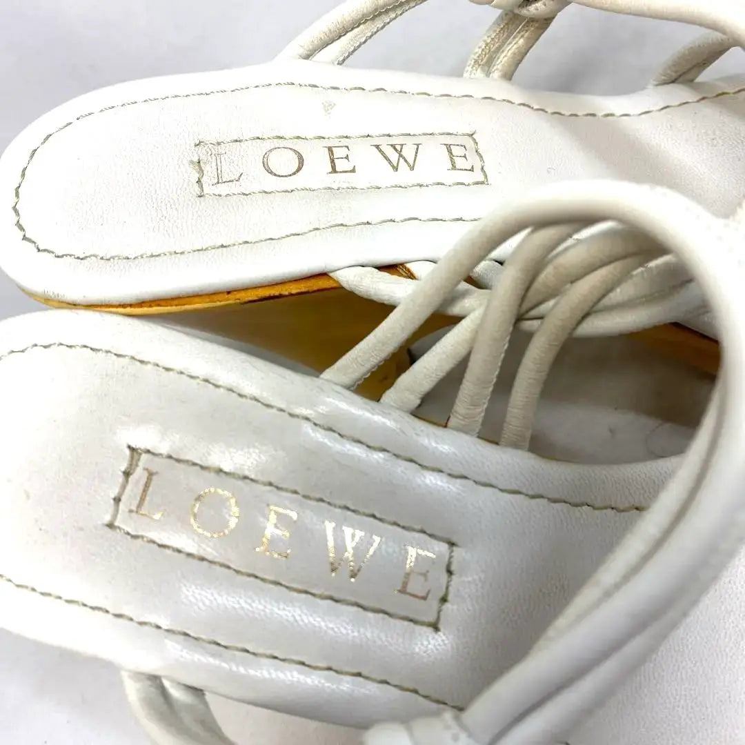 LOEWE Size notation "37" 23.5cm White leather sandals