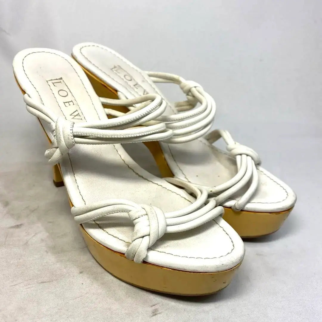 LOEWE Size notation "37" 23.5cm White leather sandals