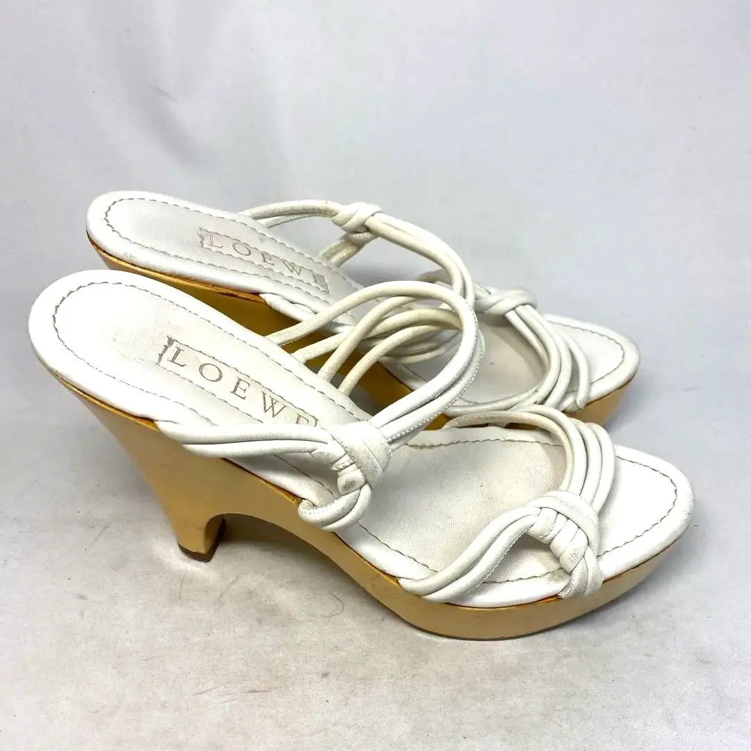 LOEWE Size notation "37" 23.5cm White leather sandals