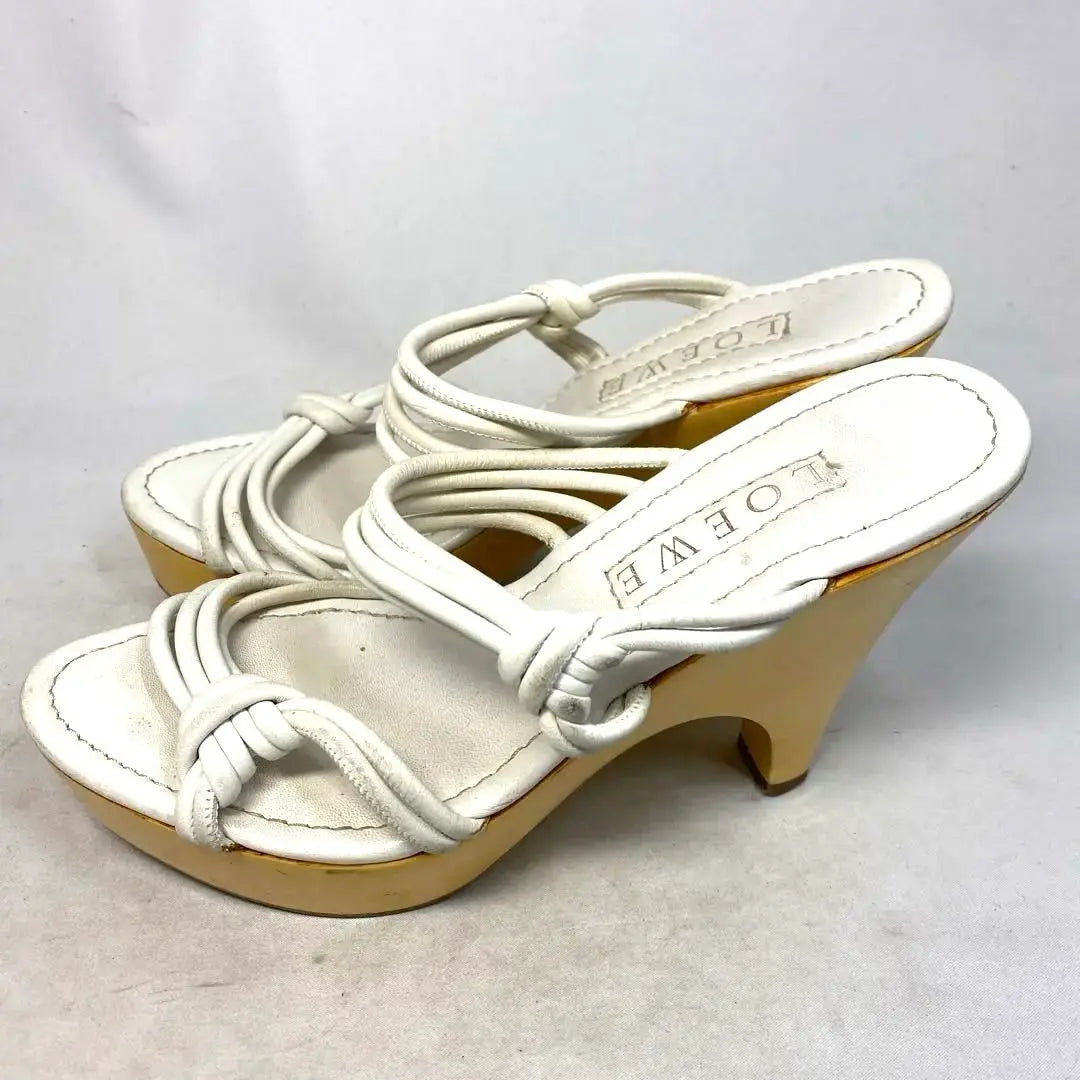 LOEWE Size notation "37" 23.5cm White leather sandals