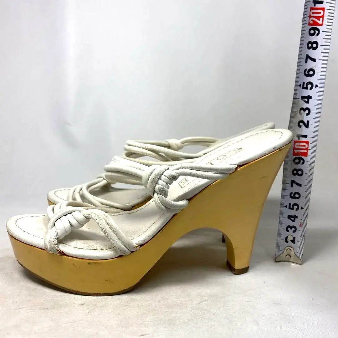 LOEWE Size notation "37" 23.5cm White leather sandals