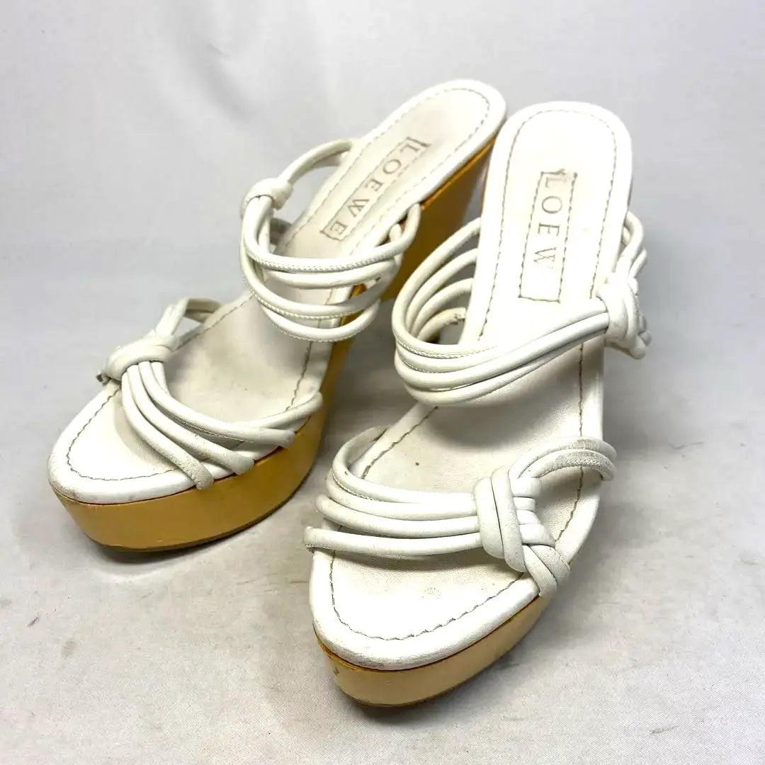 LOEWE Size notation "37" 23.5cm White leather sandals