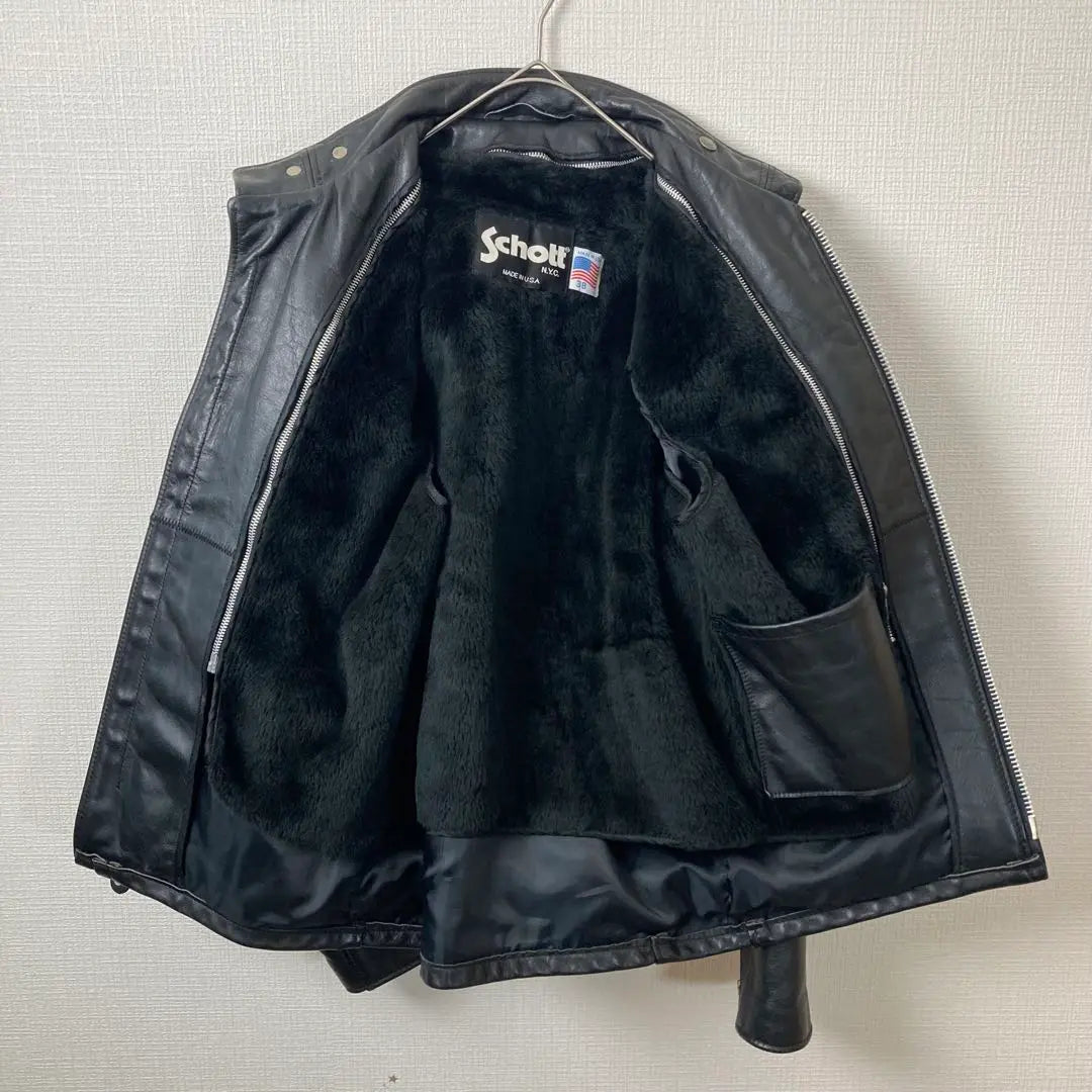 681 schott 641 chaqueta de motociclista cuero negro cuero genuino