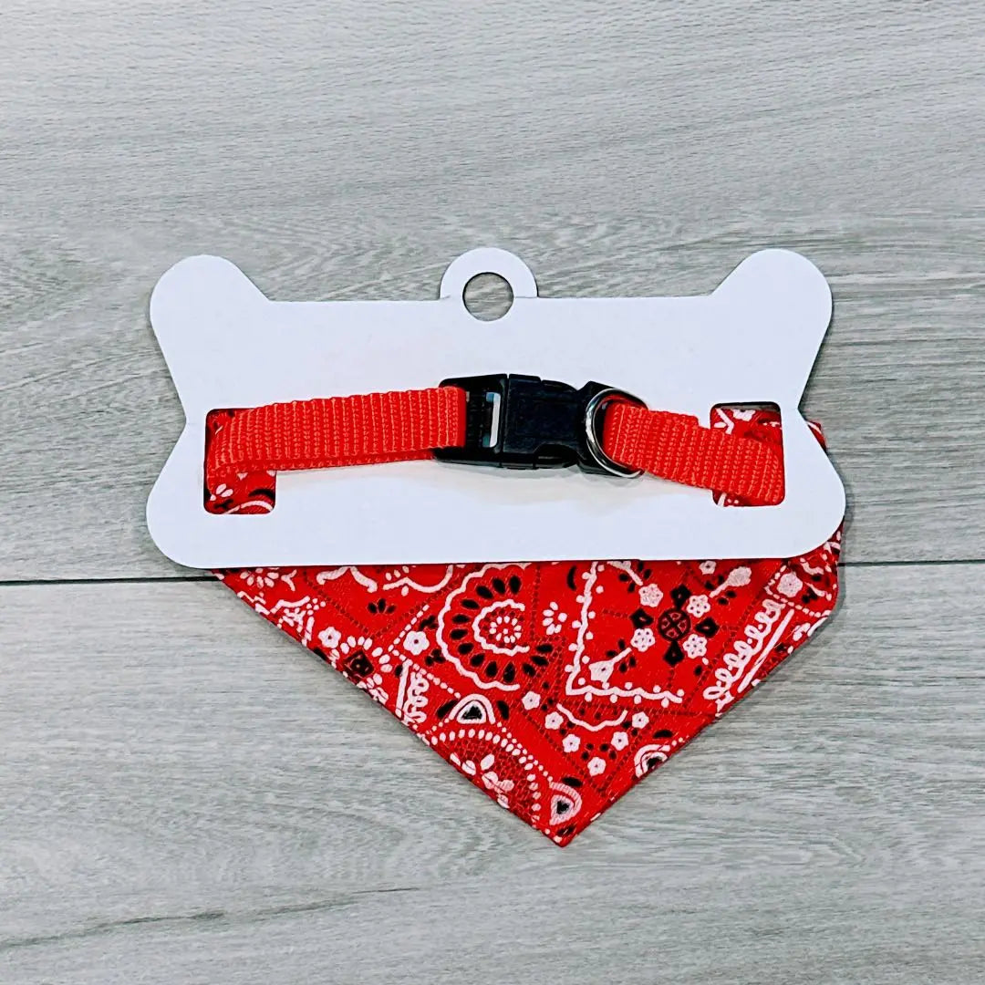 〆Pet Dog Fashion Bandana Collar One Touch Collar (Red Medium Size)