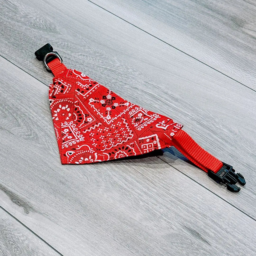 〆Pet Dog Fashion Bandana Collar One Touch Collar (Red Medium Size)