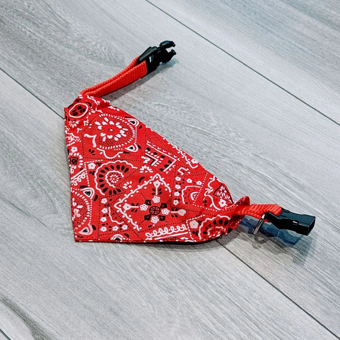 〆Pet Dog Fashion Bandana Collar One Touch Collar (Red Medium Size)