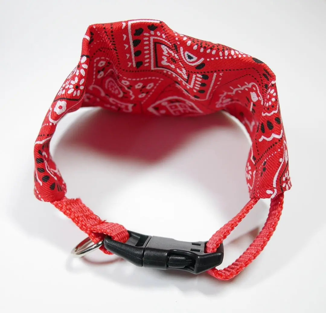 〆Pet Dog Fashion Bandana Collar One Touch Collar (Red Medium Size)