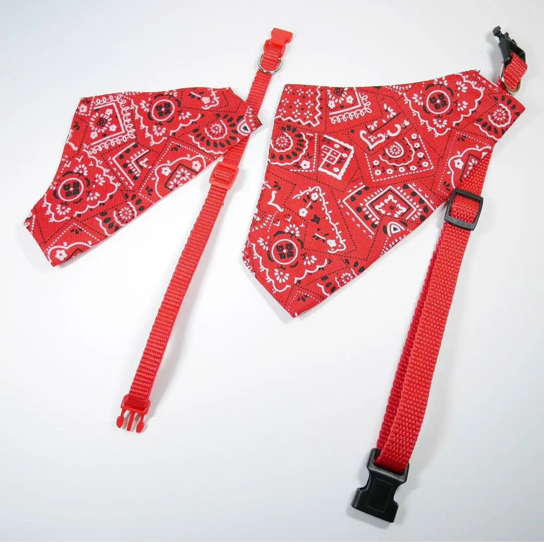 〆Pet Dog Fashion Bandana Collar One Touch Collar (Red Medium Size)