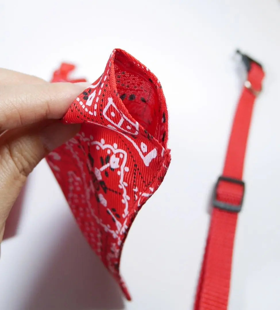 〆Pet Dog Fashion Bandana Collar One Touch Collar (Red Medium Size)