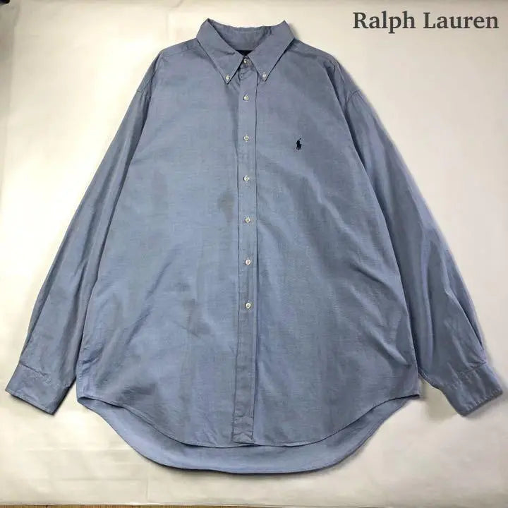 Ralph Lauren BD shirt Light blue Embroidered logo XL Loose dove big silhouette