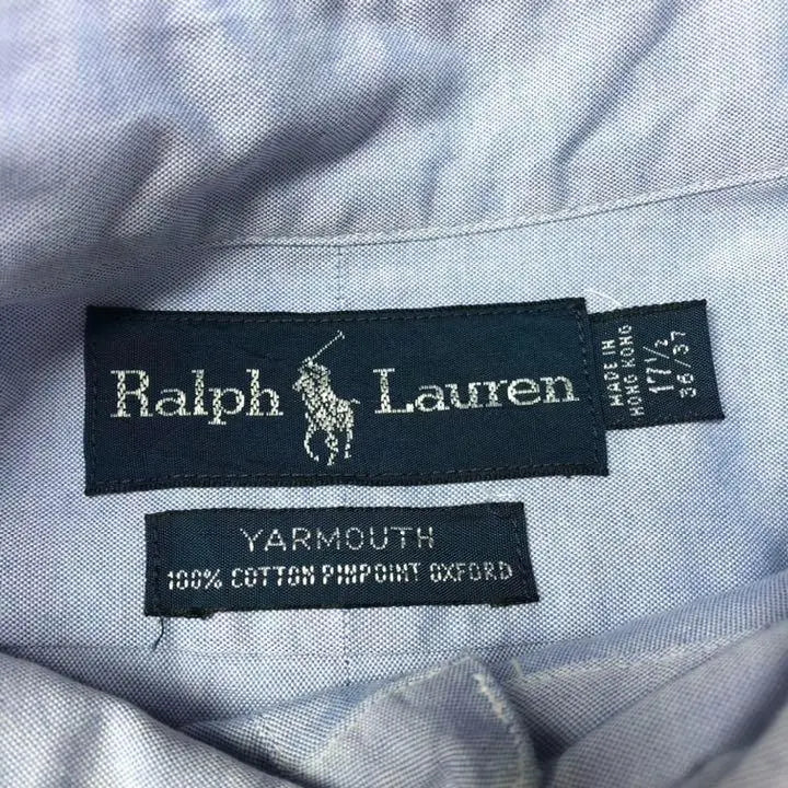 Ralph Lauren BD shirt Light blue Embroidered logo XL Loose dove big silhouette