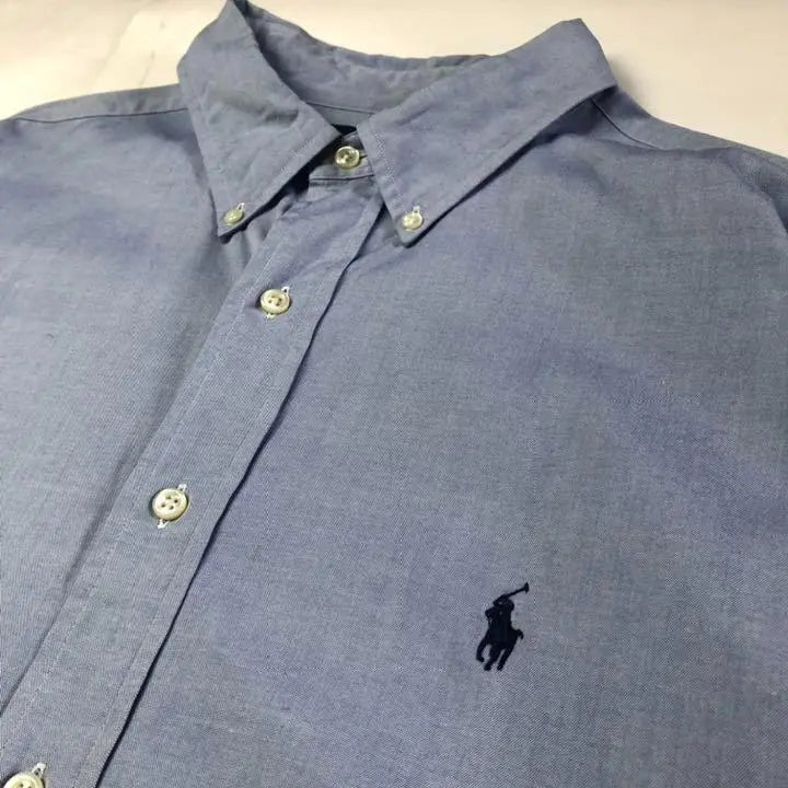 Ralph Lauren BD shirt Light blue Embroidered logo XL Loose dove big silhouette