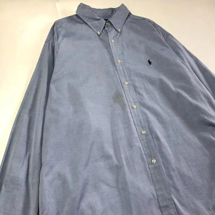 Ralph Lauren BD shirt Light blue Embroidered logo XL Loose dove big silhouette