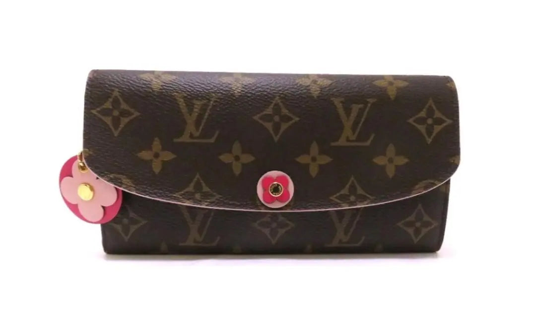 Cartera larga Louis Vuitton con dije de flor y monograma Emily