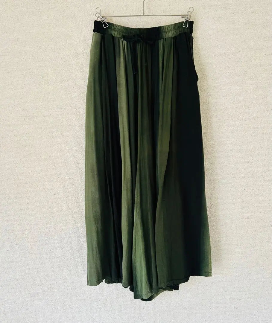 Olive Green Pleated Gaucho Pants