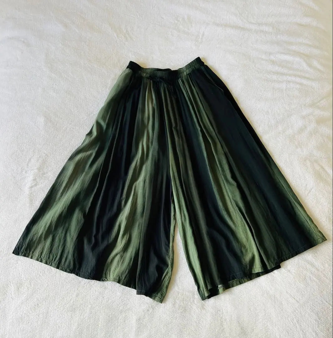 Olive Green Pleated Gaucho Pants