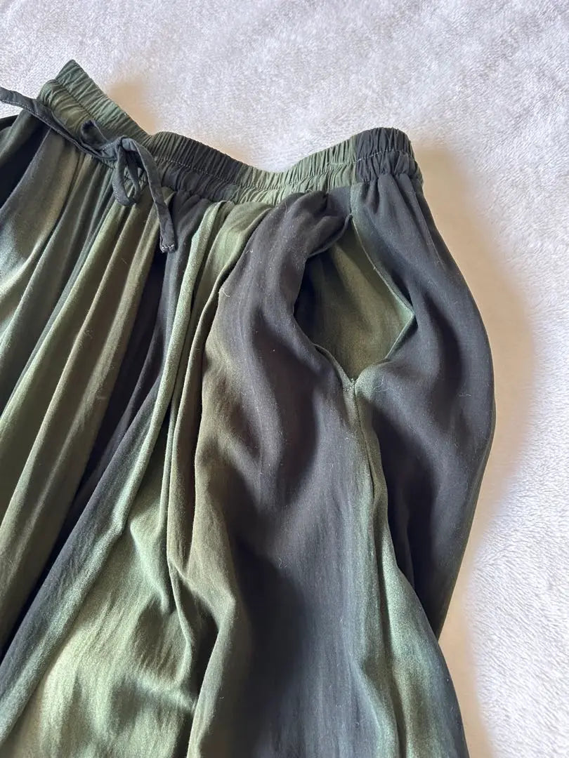 Olive Green Pleated Gaucho Pants