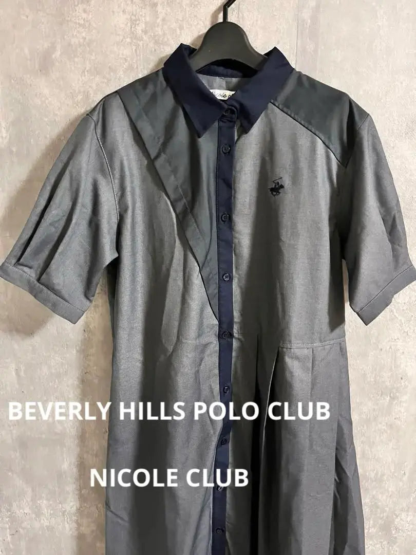 BEVERLY HILLS POLO CLUB Vestido camisero gris manga corta | BEVERLY HILLS POLO CLUB